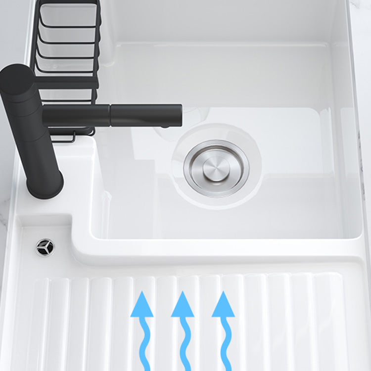 Modern Bathroom Sink Porcelain Rectangular Undermount Bathroom Sink with Pop-Up Drain