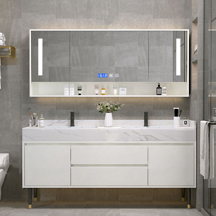 Metal Frame Vanity 2 Doors Double Sink Mirror Freestanding Vanity Set with Drawers
