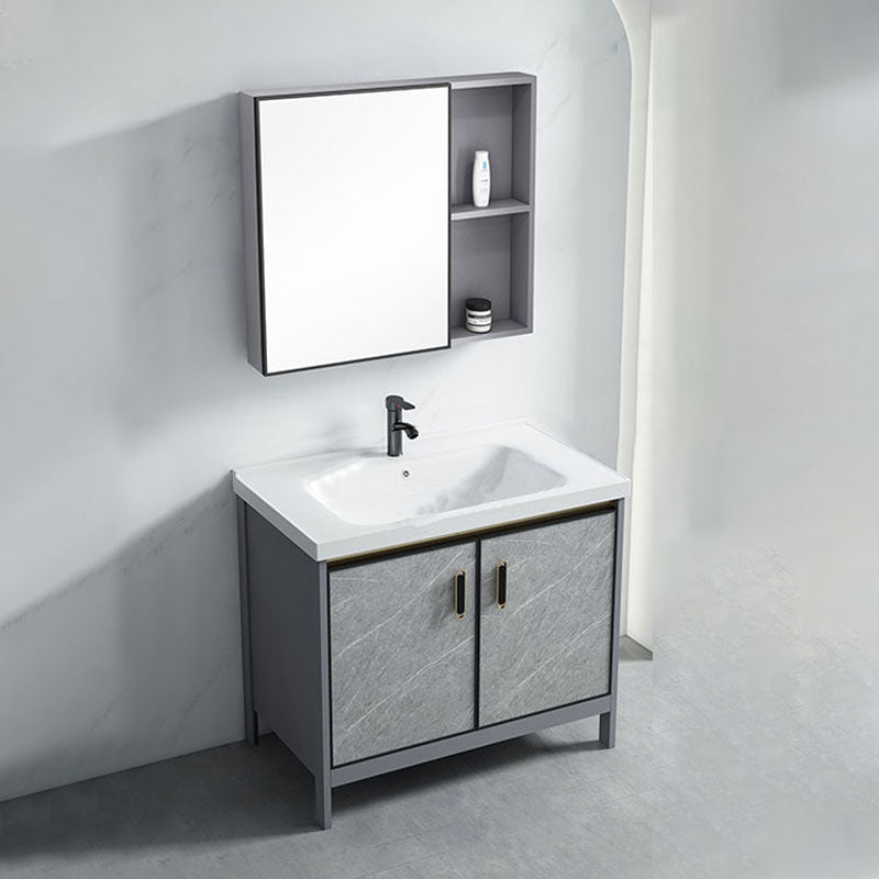 Modern Freestanding Vanity Sink Metal Bathroom Vanity Cabinet with Mirror Cabinet