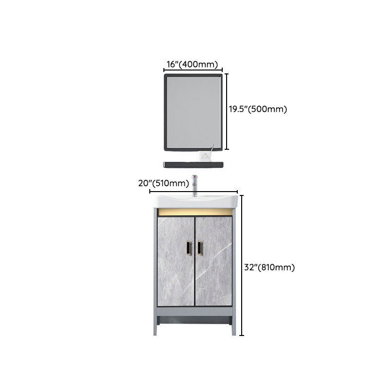 Modern Freestanding Vanity Sink Metal Bathroom Vanity Cabinet with Mirror Cabinet