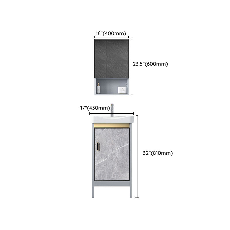 Modern Freestanding Vanity Sink Metal Bathroom Vanity Cabinet with Mirror Cabinet
