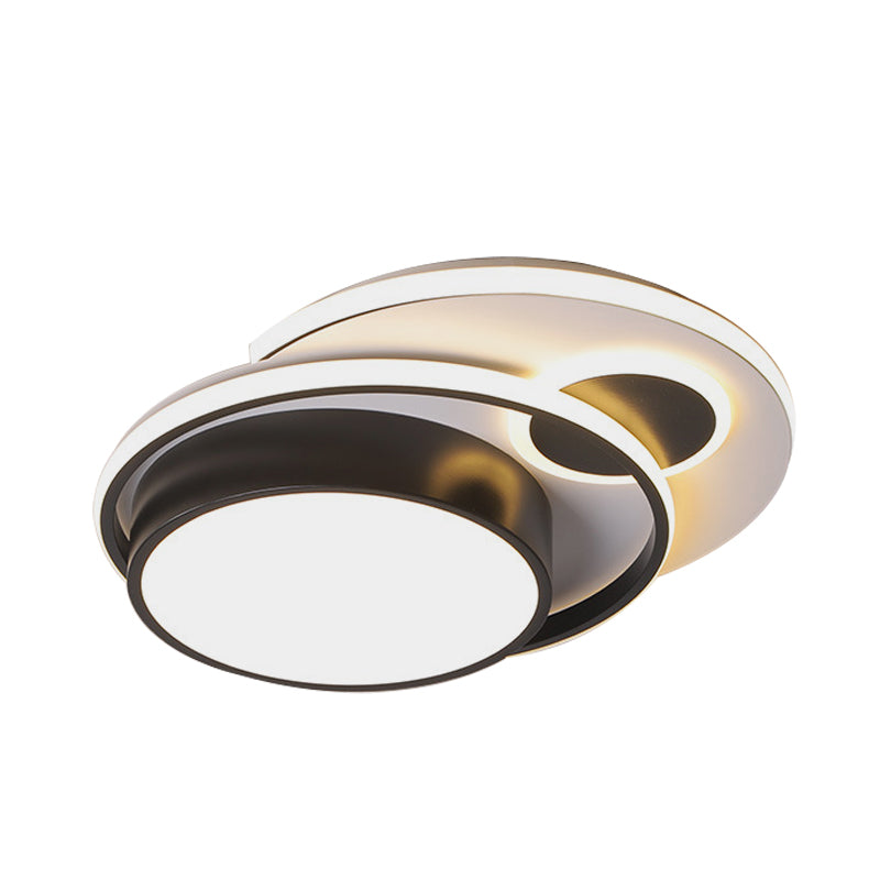 Metallic Drum Flush Mount Lighting Modernism LED Black Ceiling Flush for Bedroom, 16"/19.5" Wide