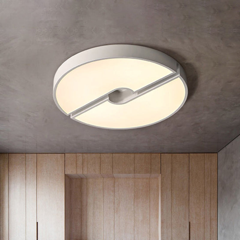 White Severed Round Flushmount Modernism LED Acrylic Ceiling Mounted Fixture in White/Warm Light, 16"/19.5"/23.5" Wide