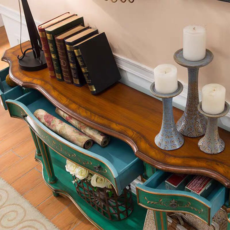 Victoria Wood Accent Table Free Form Sofa Console Table for Hall