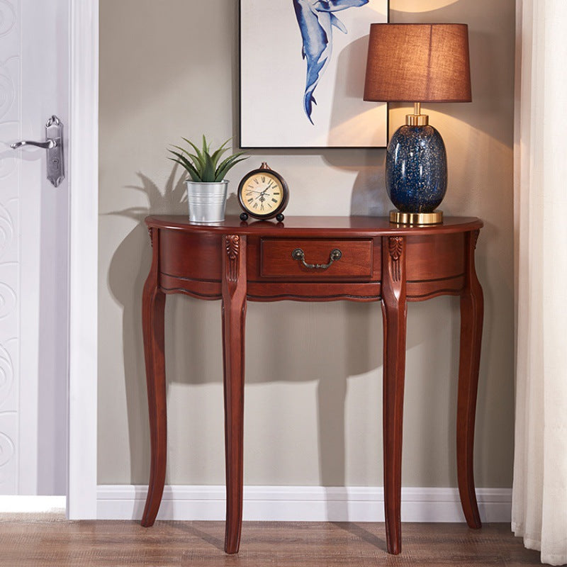 Mid-Century Modern Wooden Accent Table Half Moon Sofa Console Table for Hall