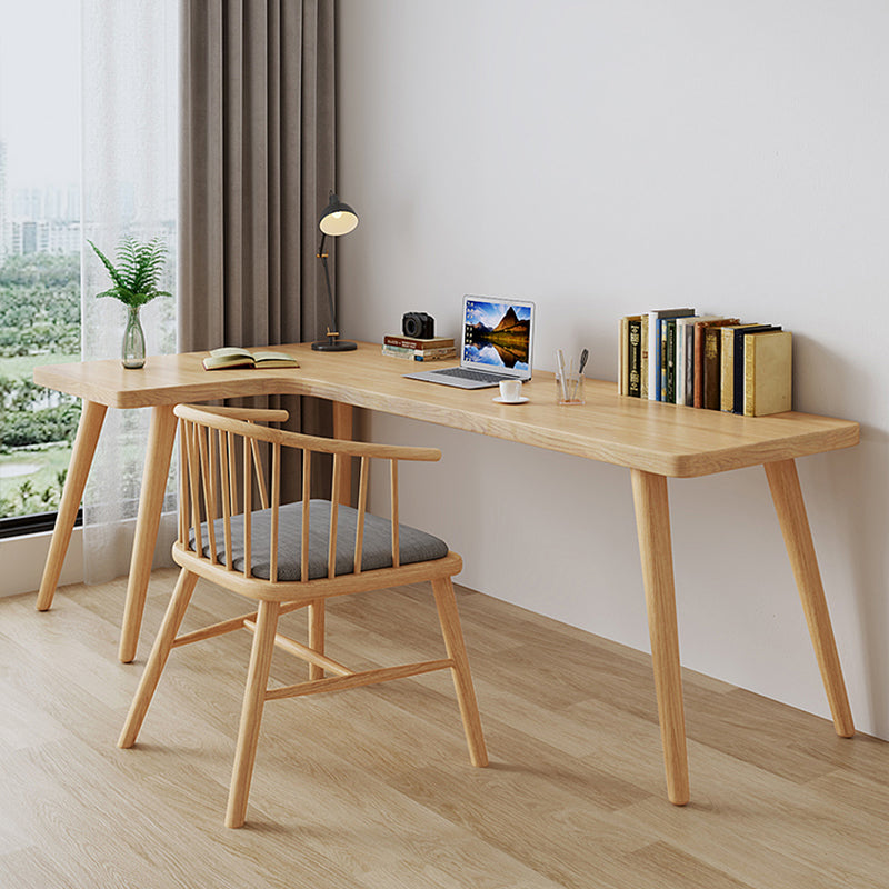Solid Wood Writing Desk 29.53" Tall Natural Office Desk with Parsons Base