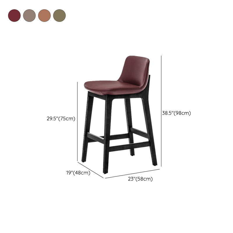 Leather Bar Stool Backrest Counter Stool for Bristol with Wooden Legs