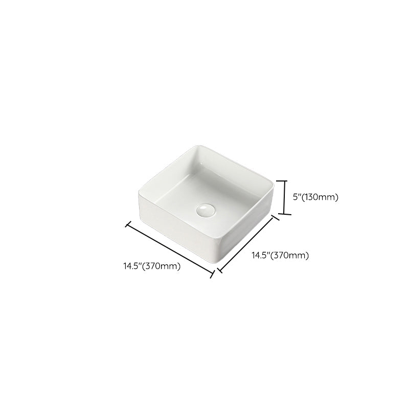 Bathroom Sink Ceramic White Square Black Faucet Bathroom Sink