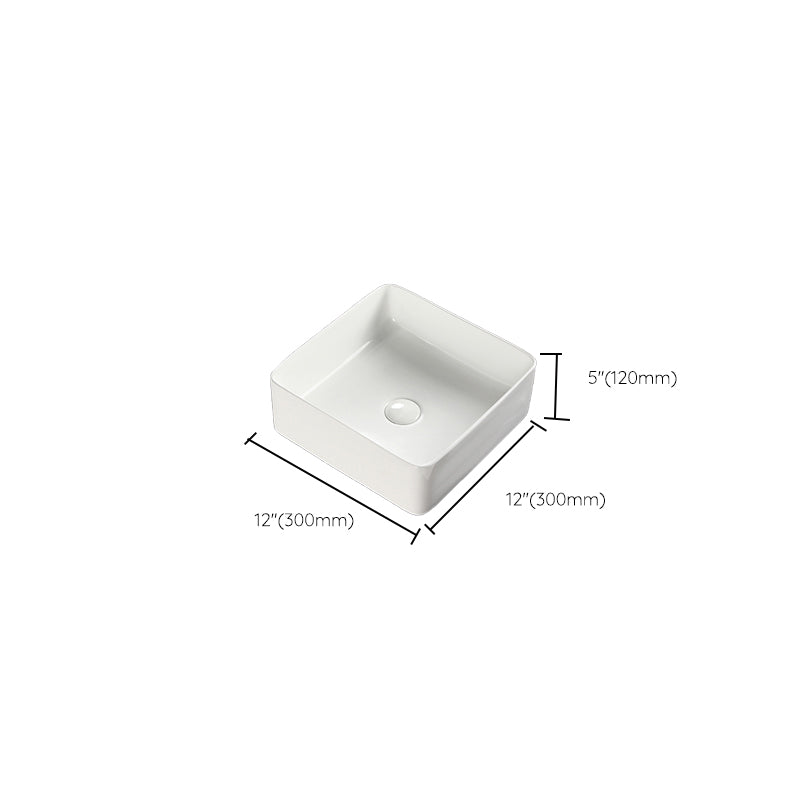 Bathroom Sink Ceramic White Square Black Faucet Bathroom Sink