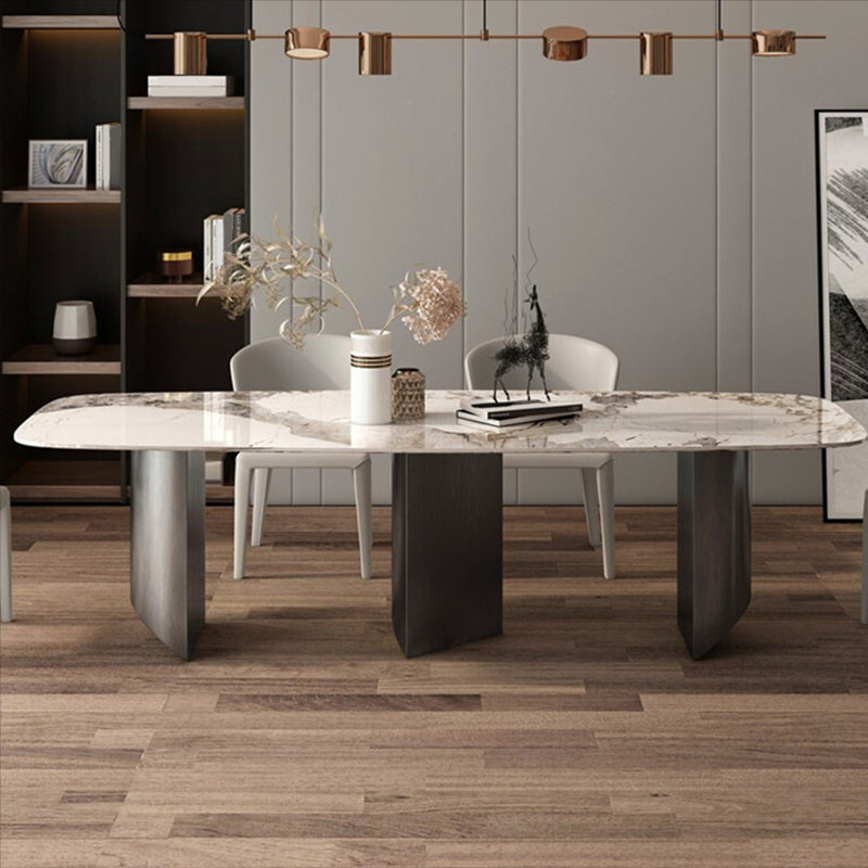 Contemporary Style 1/3/4/6/7/8 Pieces Dining Chairs Set Rectangle Stone Furniture in Gray