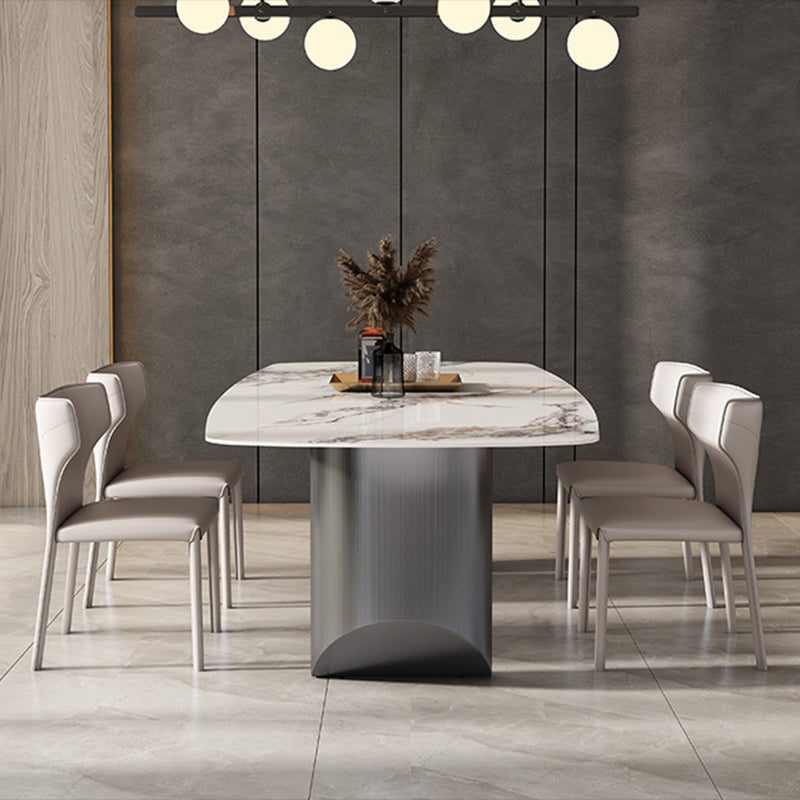 Contemporary Style 1/3/4/6/7/8 Pieces Dining Chairs Set Rectangle Stone Furniture in Gray