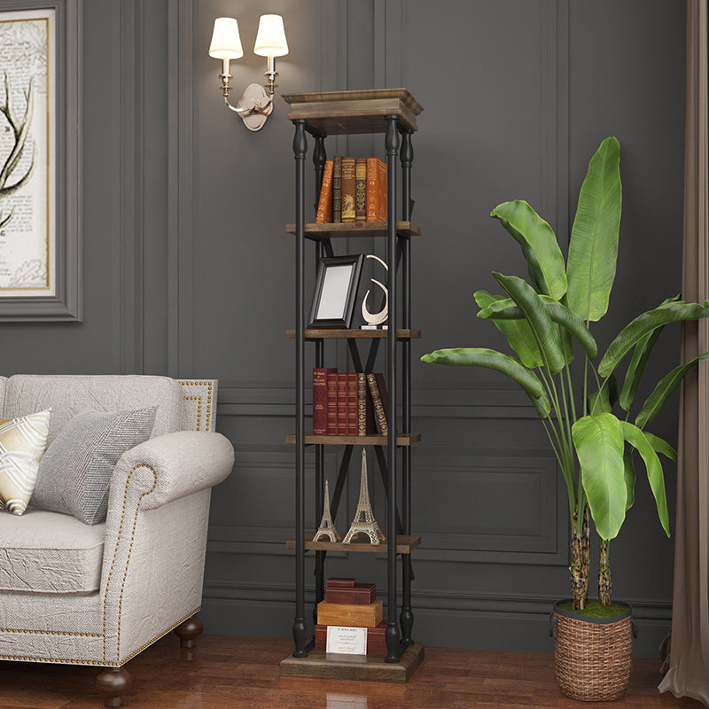 Industrial Style Open Back Bookshelf Standard Metal Bookcase with Rectangular Shelves