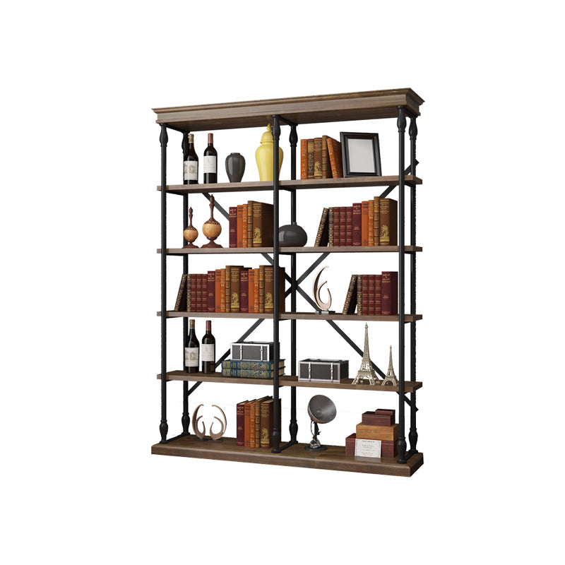 Industrial Style Open Back Bookshelf Standard Metal Bookcase with Rectangular Shelves