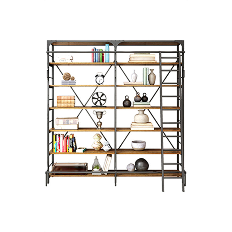 Modern Style Open Back Bookshelf Standard Metal Bookcase in Black