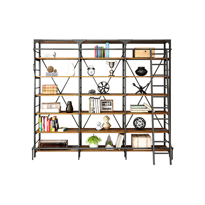 Modern Style Open Back Bookshelf Standard Metal Bookcase in Black