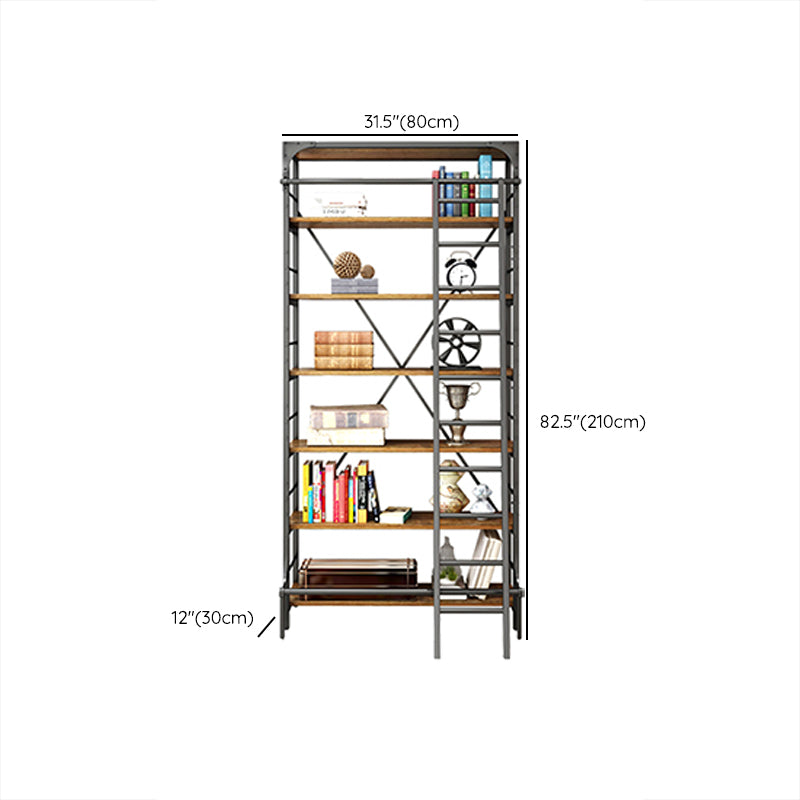 Modern Style Open Back Bookshelf Standard Metal Bookcase in Black