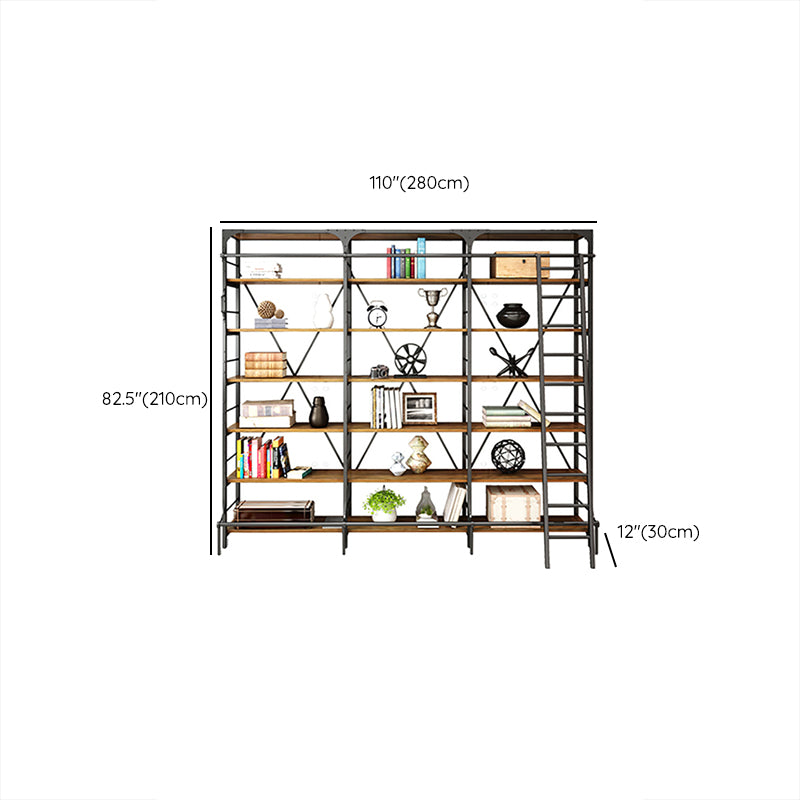Modern Style Open Back Bookshelf Standard Metal Bookcase in Black