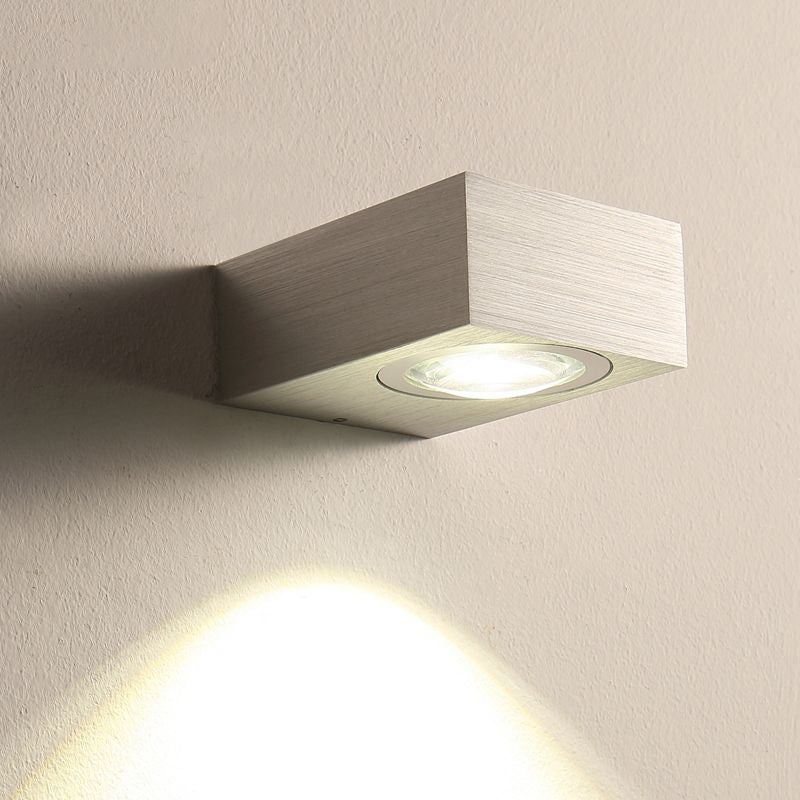 Square Bedroom Wall Lighting Fixture Aluminum Warm/White Light LED Modernist Sconce Light Fixture in Black/Silver