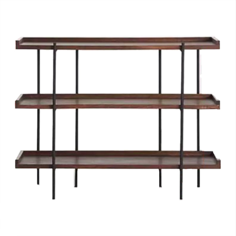Etagere Open Back Bookshelf Wooden Industrial Bookcase with Shelves