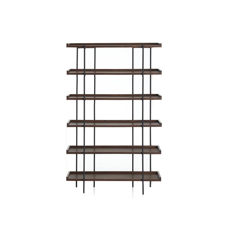 Etagere Open Back Bookshelf Wooden Industrial Bookcase with Shelves