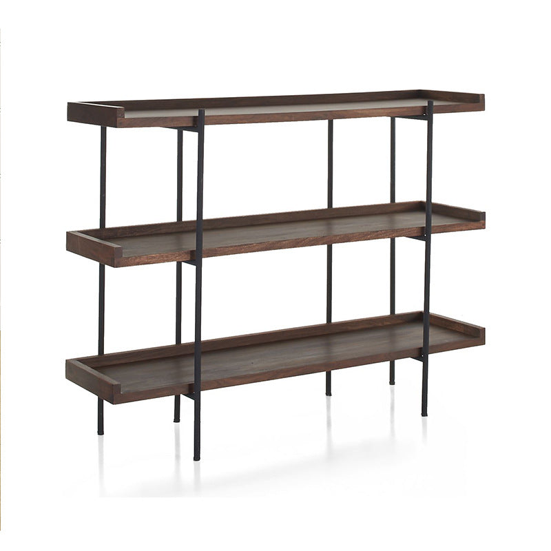 Etagere Open Back Bookshelf Wooden Industrial Bookcase with Shelves
