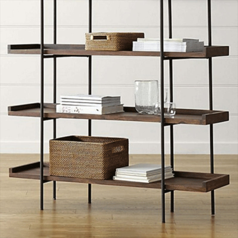Etagere Open Back Bookshelf Wooden Industrial Bookcase with Shelves