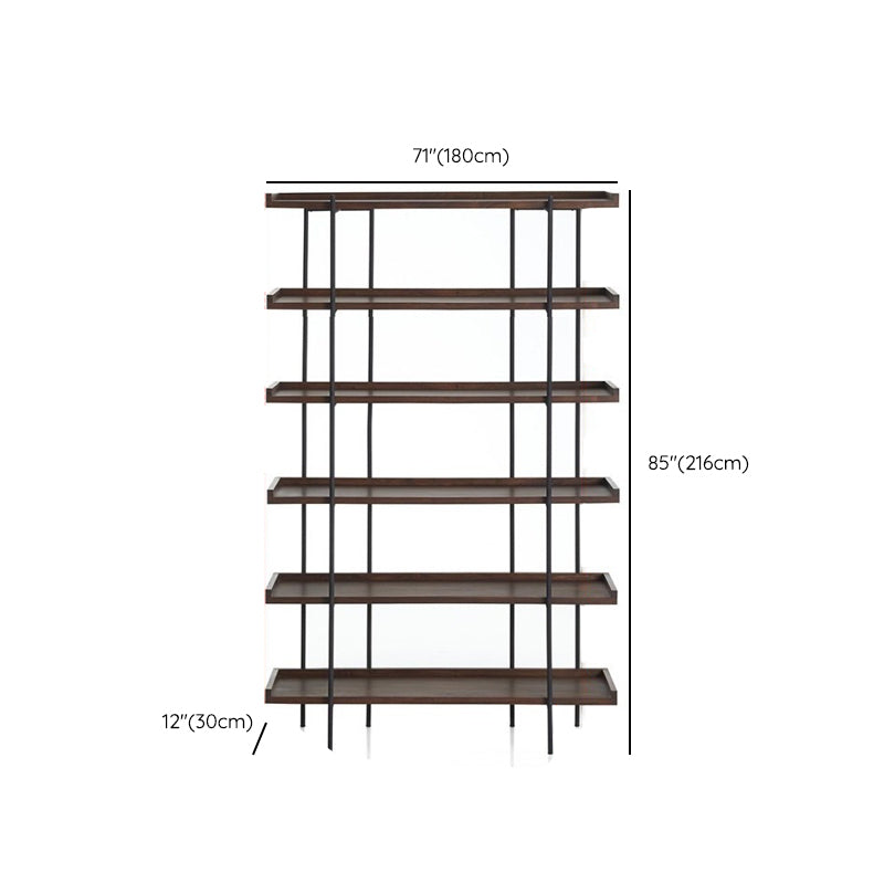 Etagere Open Back Bookshelf Wooden Industrial Bookcase with Shelves