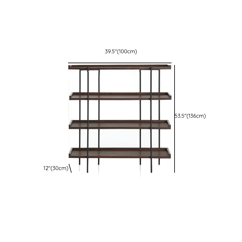 Etagere Open Back Bookshelf Wooden Industrial Bookcase with Shelves