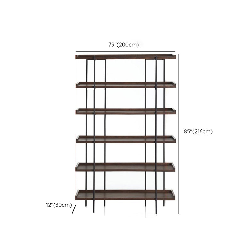 Etagere Open Back Bookshelf Wooden Industrial Bookcase with Shelves