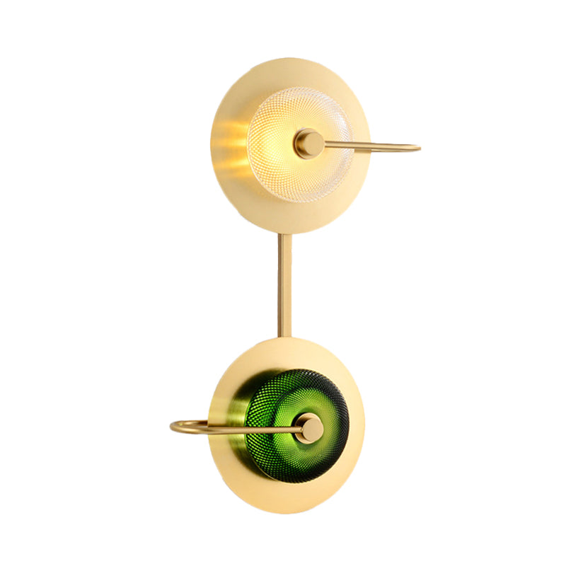 Luce di pannelli con panoramica per ciambella Light e verticale a led da vetro a led da vetro in ottone con dettagli a 2 dischi