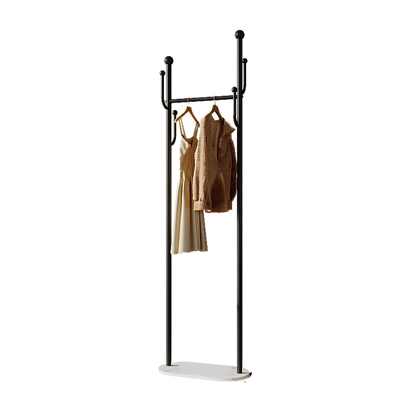 Modern Hall Tree Metal Hanging Rail Storage and 4 Hooks Coat Hanger