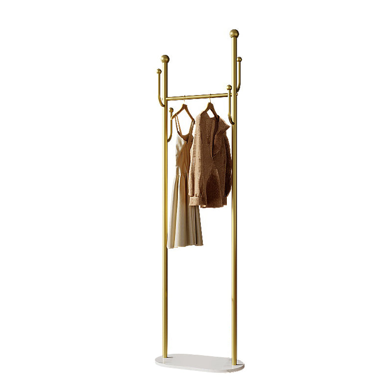 Modern Hall Tree Metal Hanging Rail Storage and 4 Hooks Coat Hanger