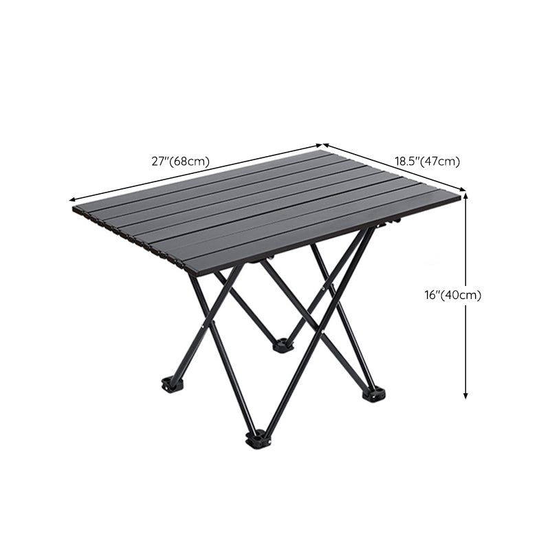 Industrial Patio Table Metal Black Rectangle Foldable Camping Table