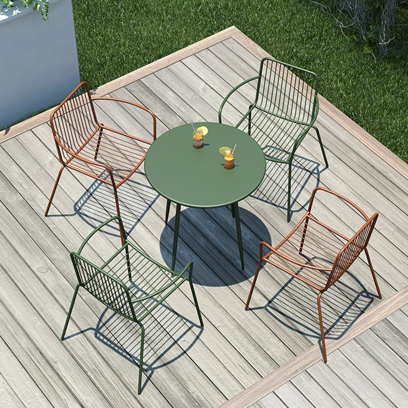 Industrial Round Dining Set Metal Water Resistant Dining Table