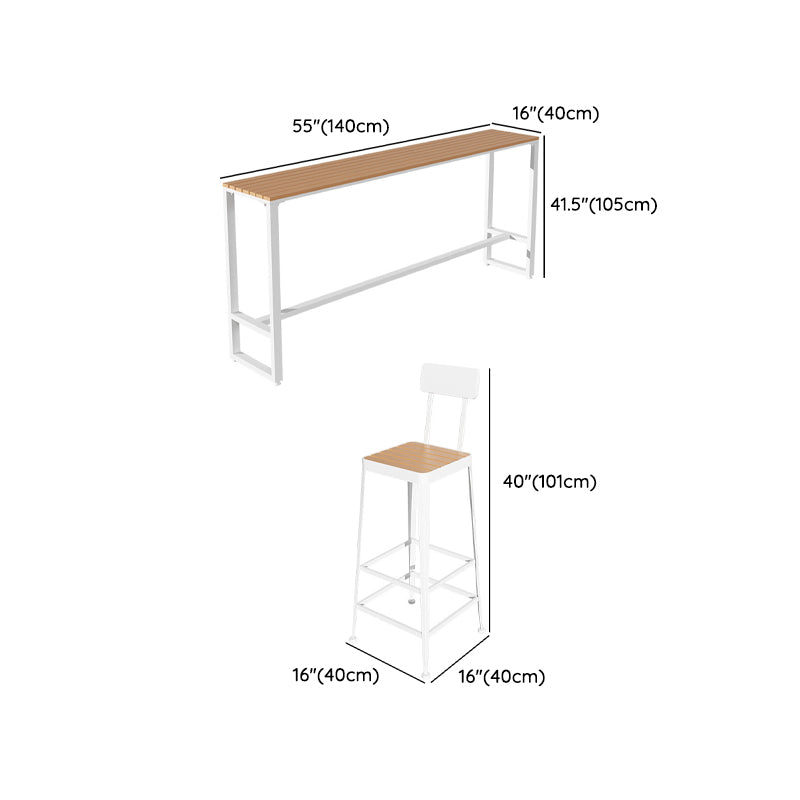 Industrial Faux Wood Bar Table Set 1/5 Pcs Bar Set with Metal Frame