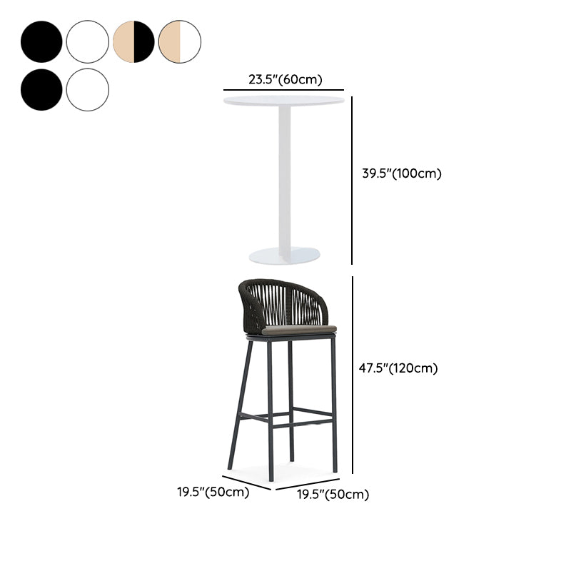 Contemporary Round Bar Height Set 1/3 Pcs Metal Bar Table Set