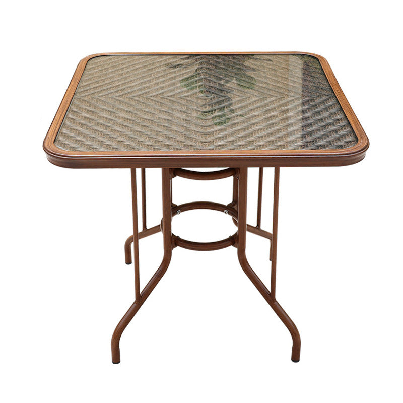 Modern Glass Top Dining Table Set 1/5/7 Pcs Brown Dining Set