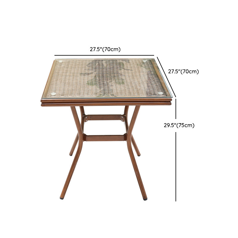 Modern Glass Top Dining Table Set 1/5/7 Pcs Brown Dining Set