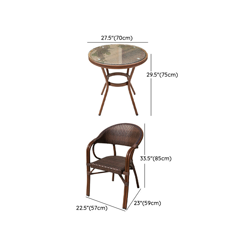Modern Glass Top Dining Table Set 1/5/7 Pcs Brown Dining Set