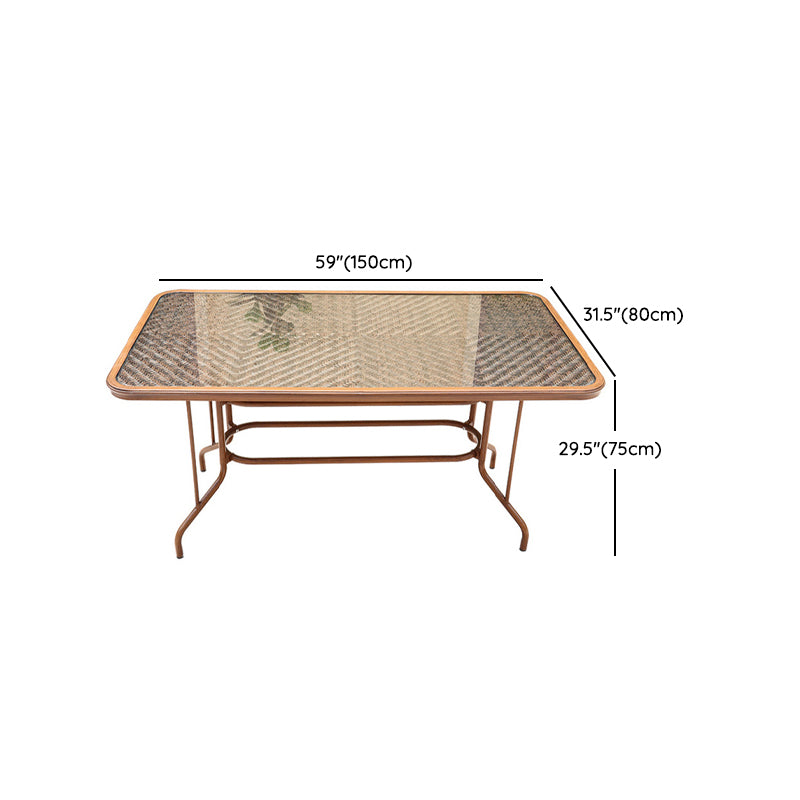 Modern Glass Top Dining Table Set 1/5/7 Pcs Brown Dining Set