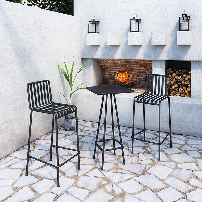 Black Modern Bar Table Set 1/2/3/4 Pcs Metal Bar Set for Small Places