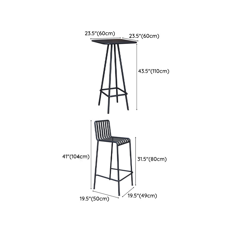 Black Modern Bar Table Set 1/2/3/4 Pcs Metal Bar Set for Small Places