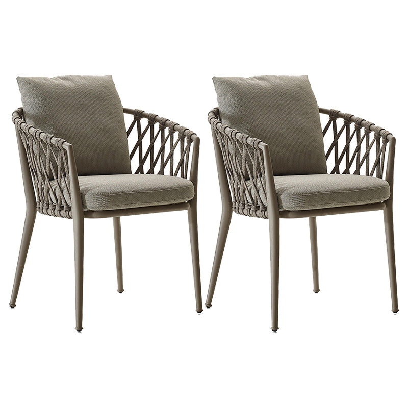 Brown Faux Wood Boho Dining Table Set 1/2/5/7 Pcs Rattan Dining Set