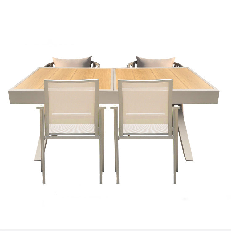 Brown Faux Wood Boho Dining Table Set 1/2/5/7 Pcs Rattan Dining Set