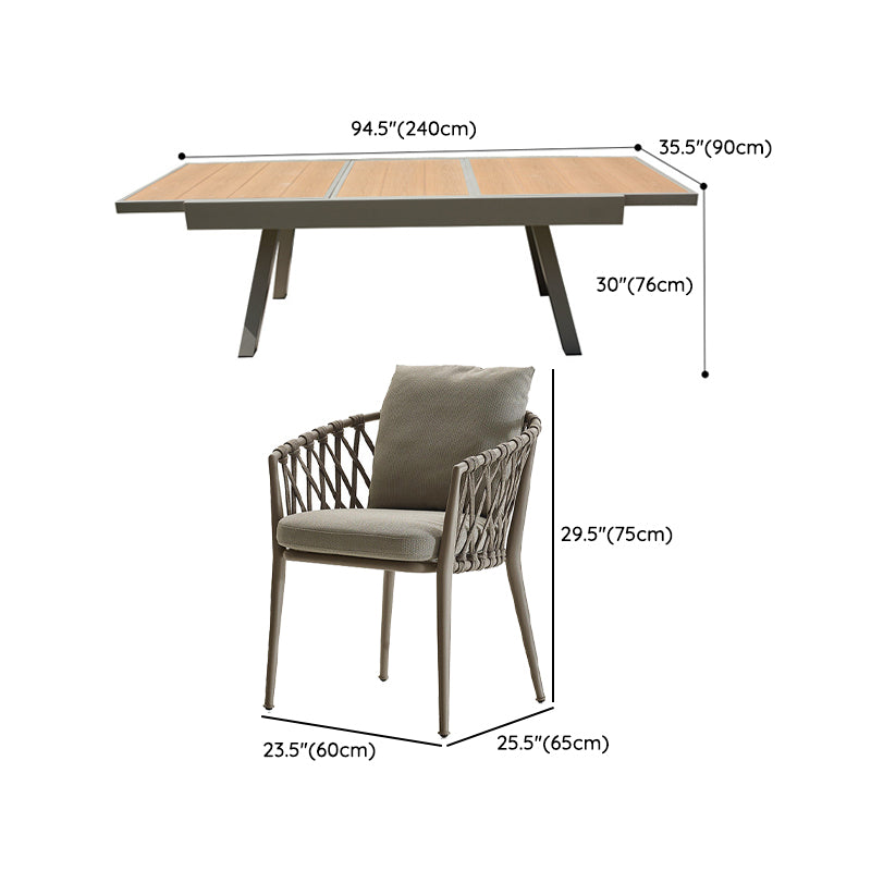 Brown Faux Wood Boho Dining Table Set 1/2/5/7 Pcs Rattan Dining Set