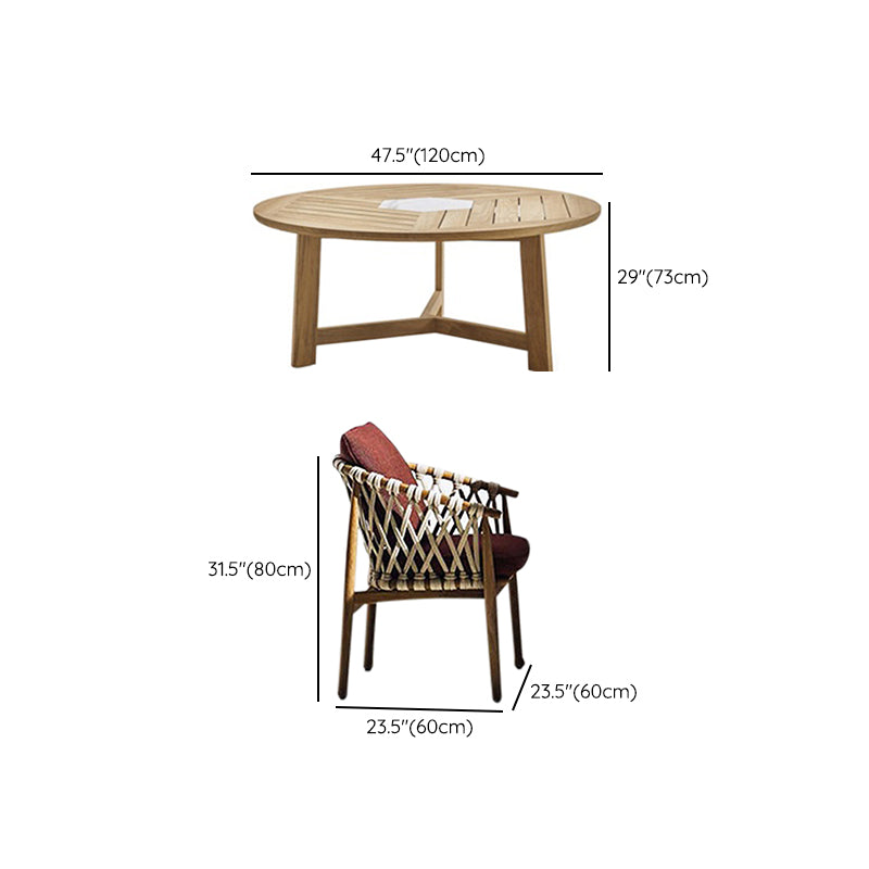 Boho Style 1/5 Pieces Dining Set Wood Dining Table Set for Outdoor