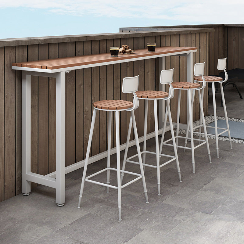 Industrial Style 1/5 Pieces Metal Bar Table Set Reclaimed Wood Bar Height Set for Outdoor