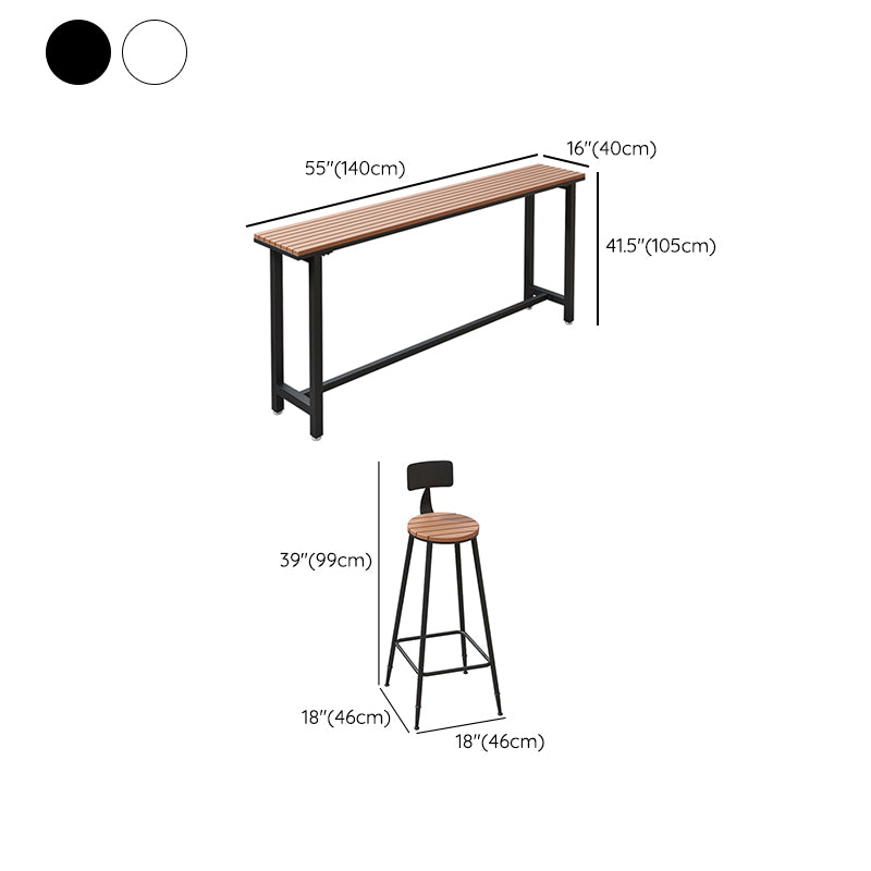 Industrial Style 1/5 Pieces Metal Bar Table Set Reclaimed Wood Bar Height Set for Outdoor