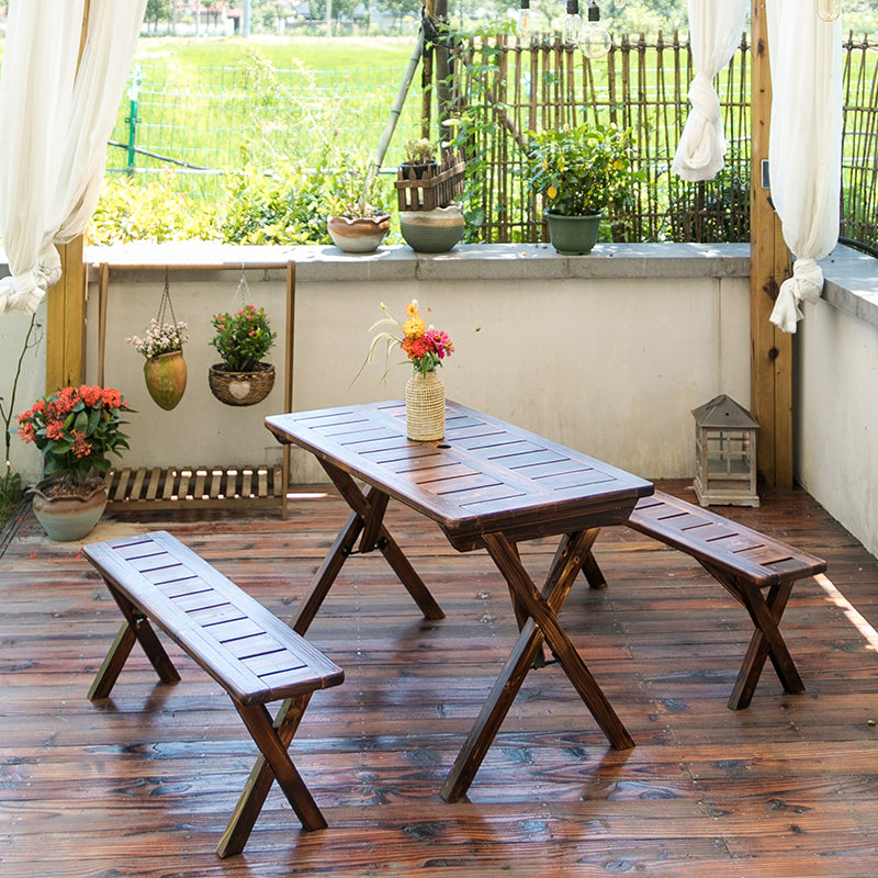 Industrial Style Picnic Table Wood Reatngular 1/3 Pieces Picnic Table