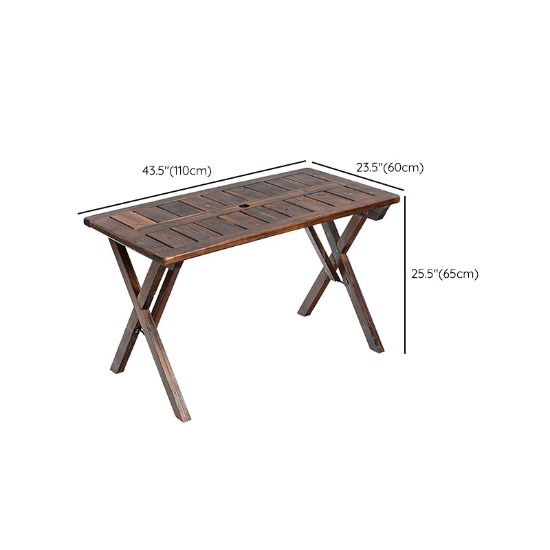 Industrial Style Picnic Table Wood Reatngular 1/3 Pieces Picnic Table